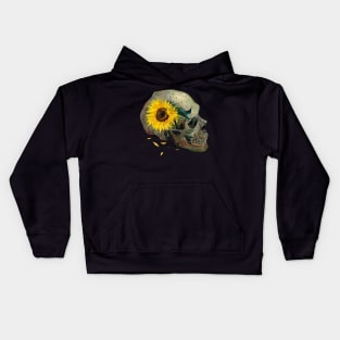 Skull with sunflowers - Van Gogh Kids Hoodie